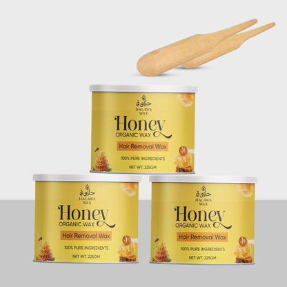 Honey Organic Wax Pack of 3 (Free Spatula)