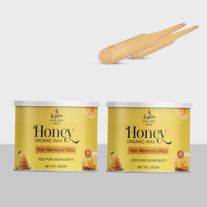 Honey Organic Wax Pack of 2 (Free Spatula)